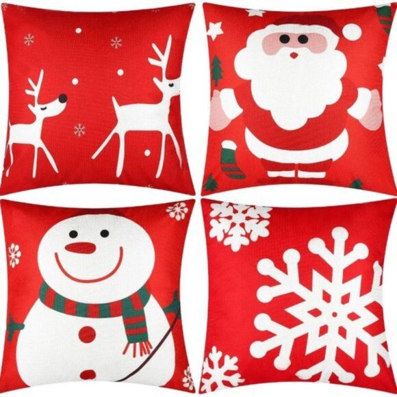 Decorative Holiday Thro Pillow Covers | Set of 4 | 18"x18" | Cotton Linen Blend - Picture 9 of 9